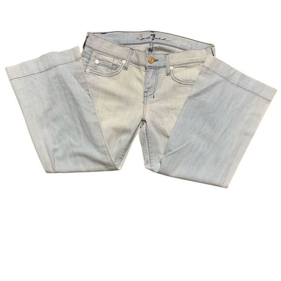 NWT 7 for All Mankind Dojo Crop Capri Wide Leg Light Wash Denim Rigid Jean 25 - Picture 5 of 10